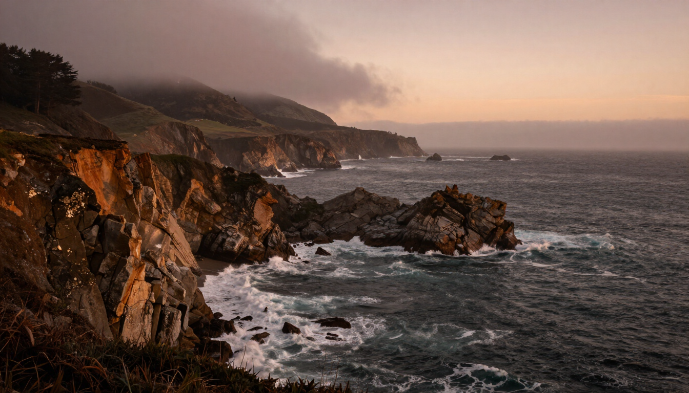 Coastal cliffs and ocean