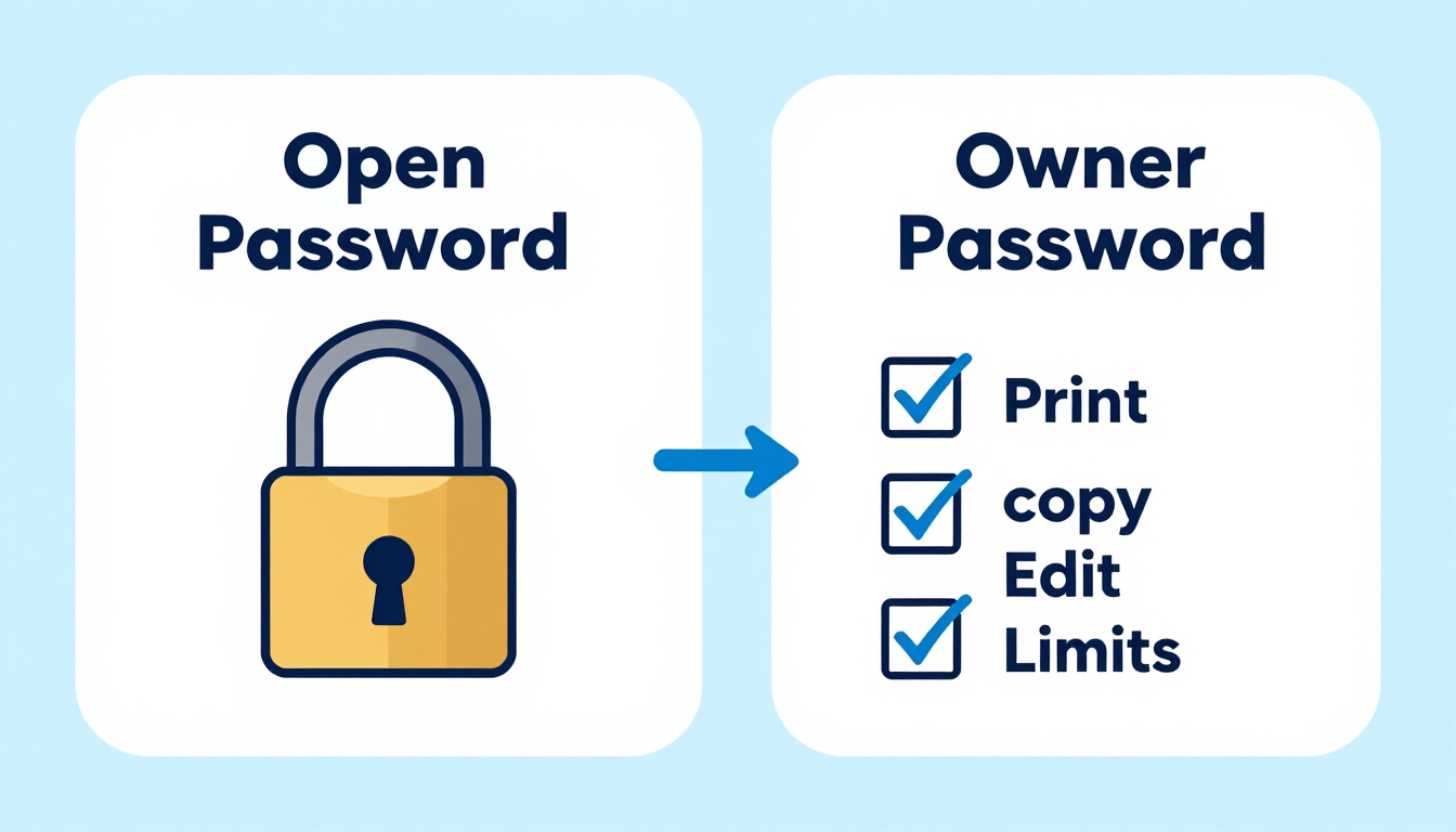 PDF open password versus owner password explained