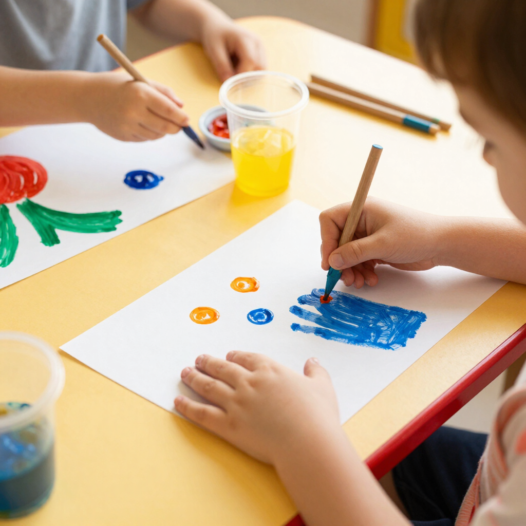 Children finger painting