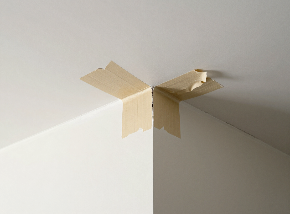Failed drywall tape — before