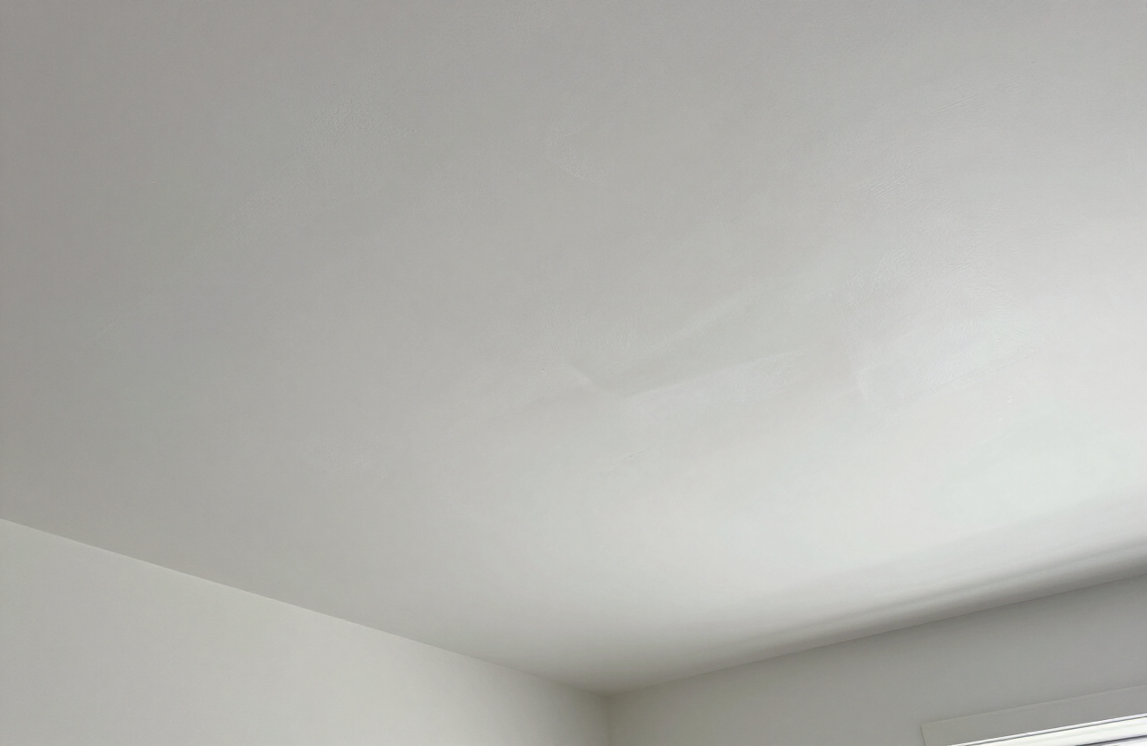 Secaucus NJ apartment ceiling after painting with stain-blocking primer and fresh finish