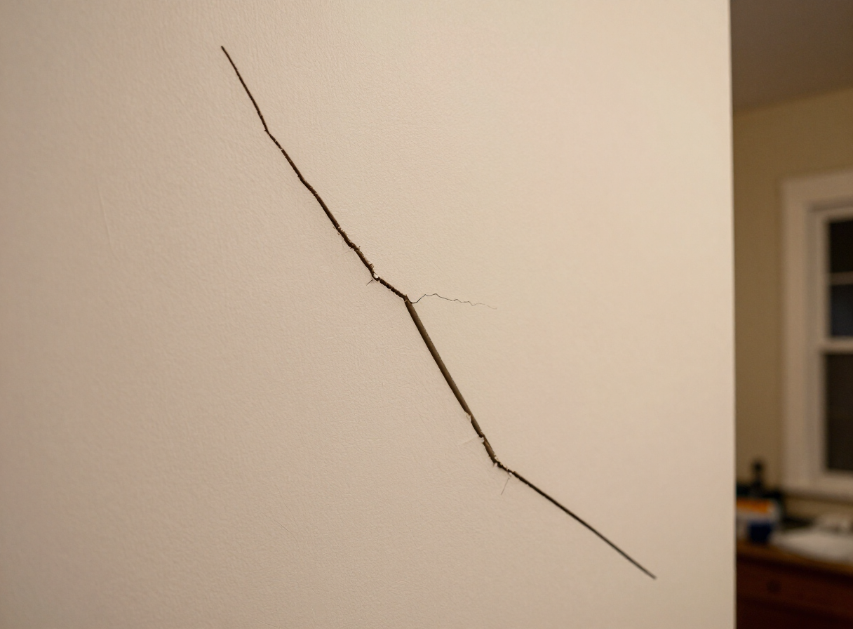 Hairline plaster crack in an older North Bergen NJ home before repair