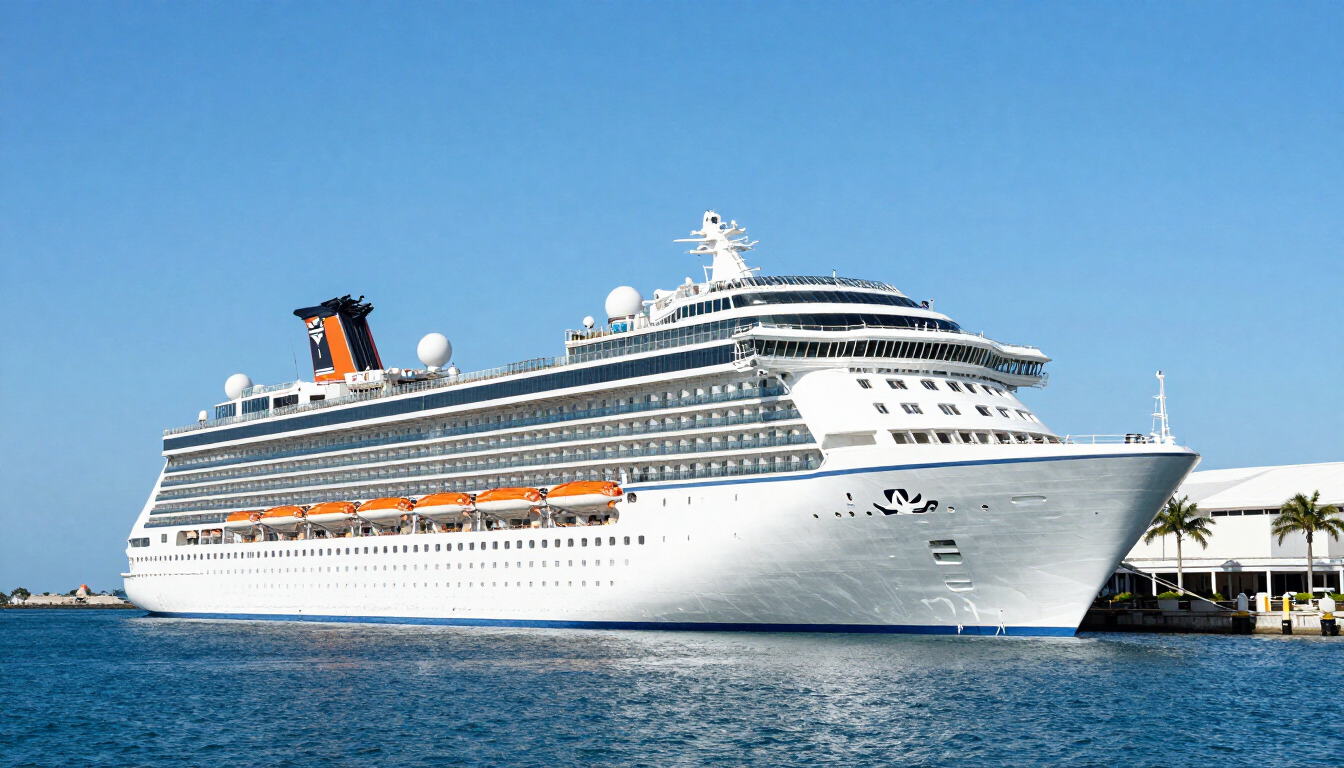 Cruise ship docked at a Port Canaveral cruise terminal on Florida's Space Coast near Orlando