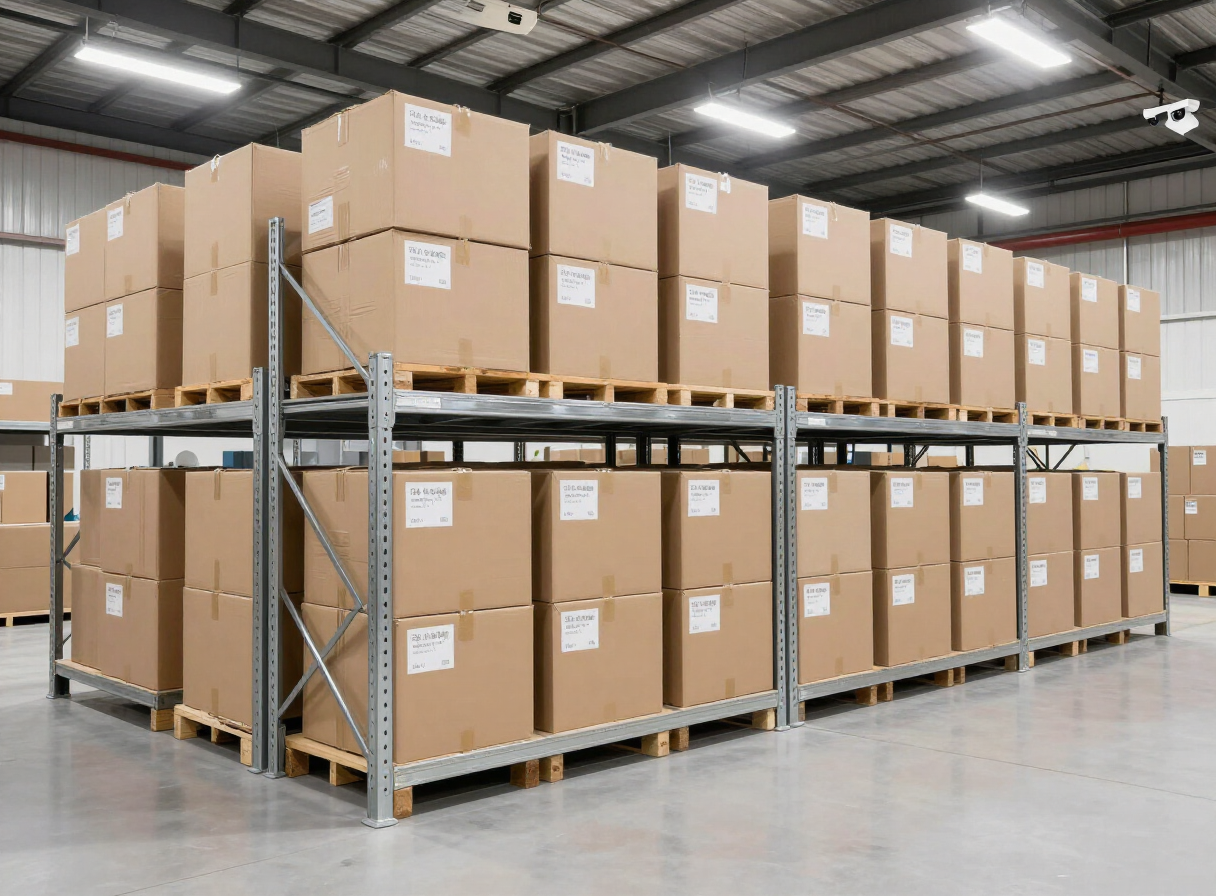 Organised warehouse space for packed household belongings