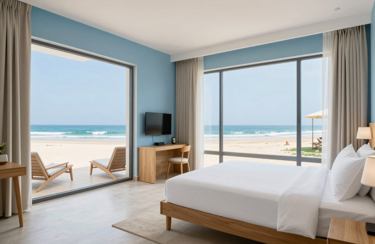 Sea Breeze Deluxe room with king bed and sea view at KERATAM Stay & Dine