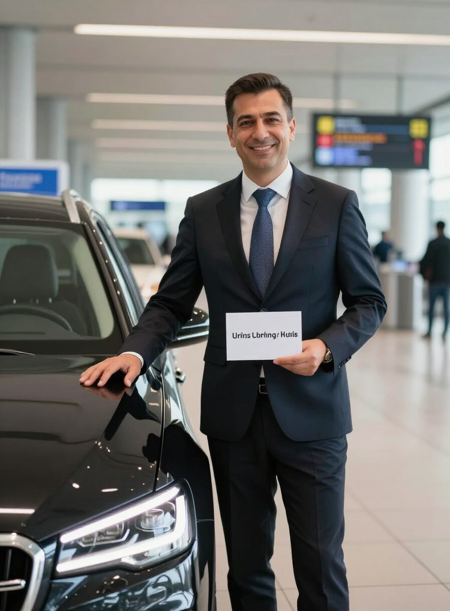 Professional chauffeur at Antalya airport arrivals