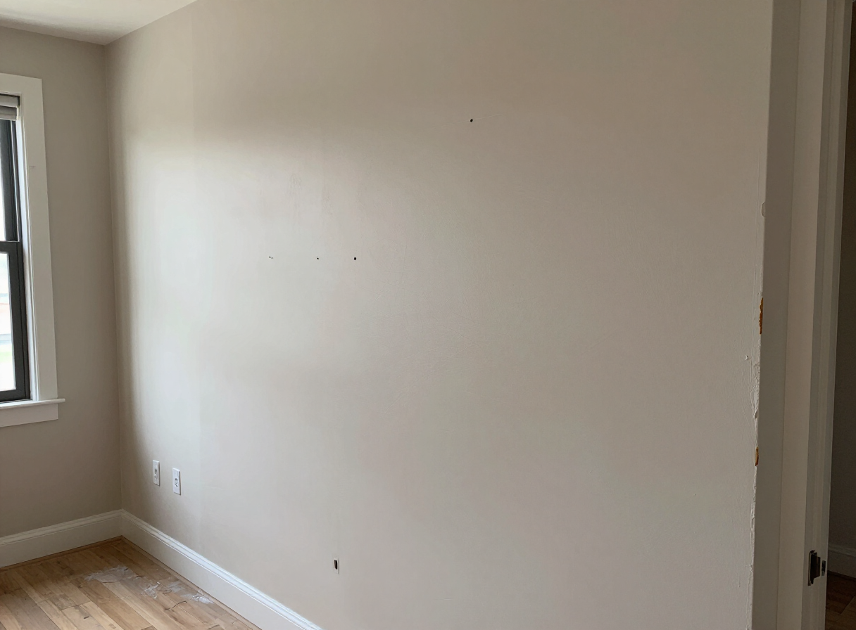 Apartment wall in a North Bergen NJ multifamily building with moving damage and nail holes before drywall repair