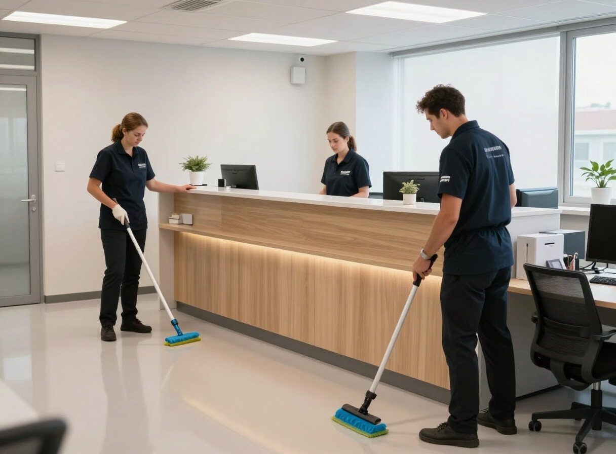 Professionell gereinigter Empfangsbereich