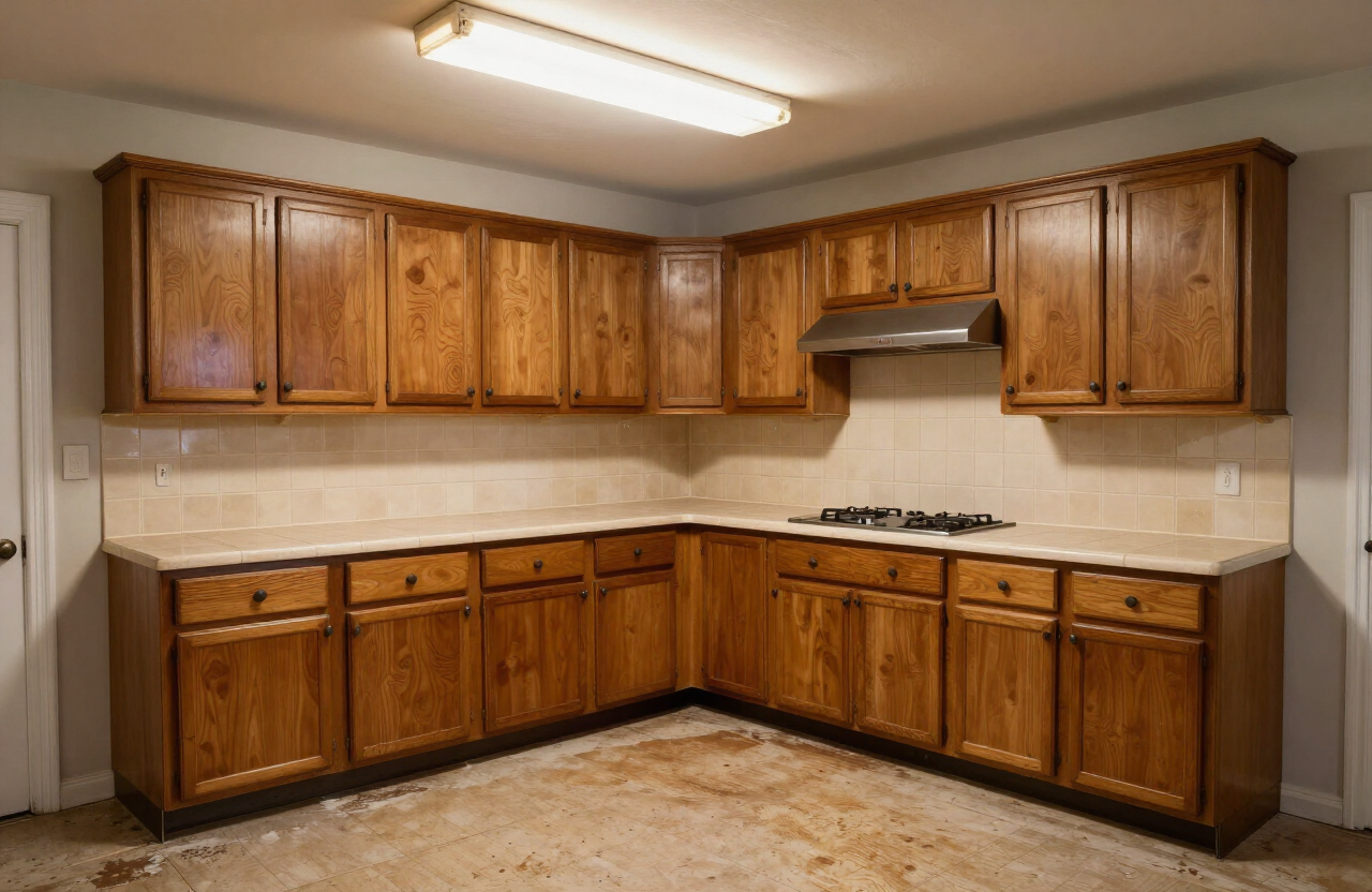 Walnut & Calacatta — kitchen before renovation, Queens, NY New York