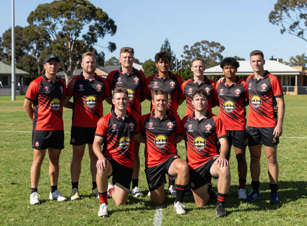 Sporting club team in custom branded kit