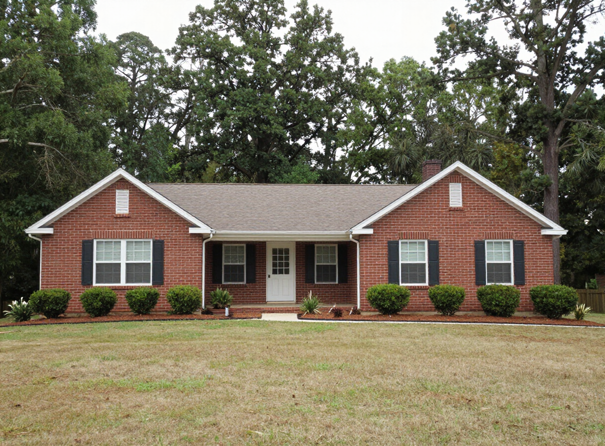 Single-story brick ranch home in Matthews, North Carolina before the second-story addition