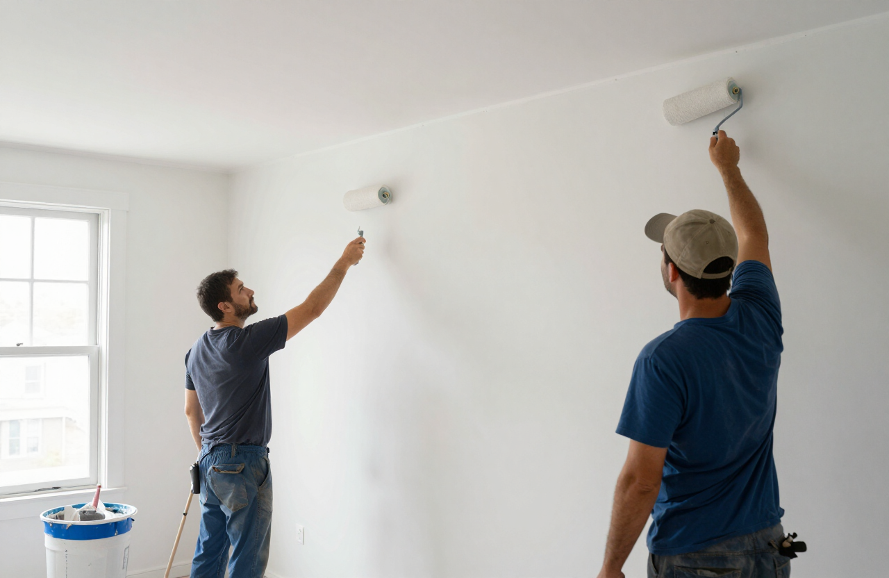 Professional interior painting crew at work in a Weehawken NJ condo