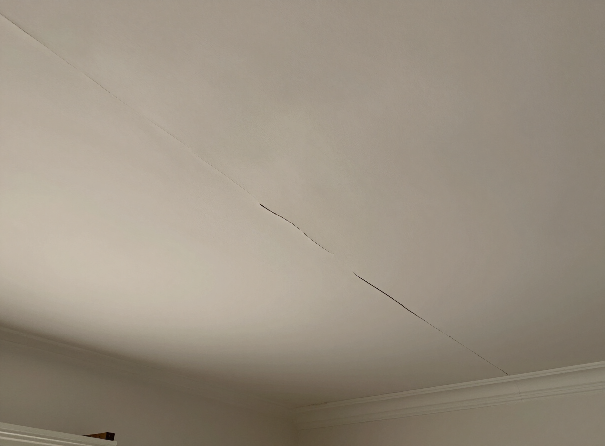 Ceiling crack in an older Hoboken NJ brownstone before repair