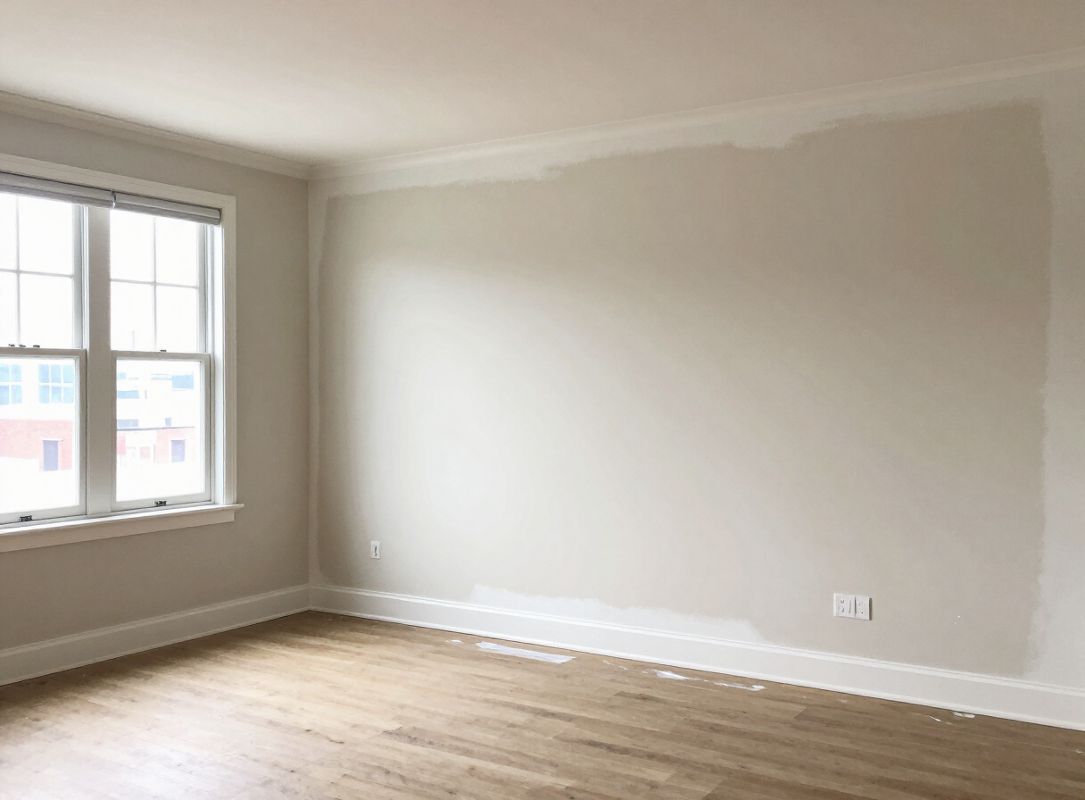 Finished living room in a West New York NJ apartment after drywall repair and painting