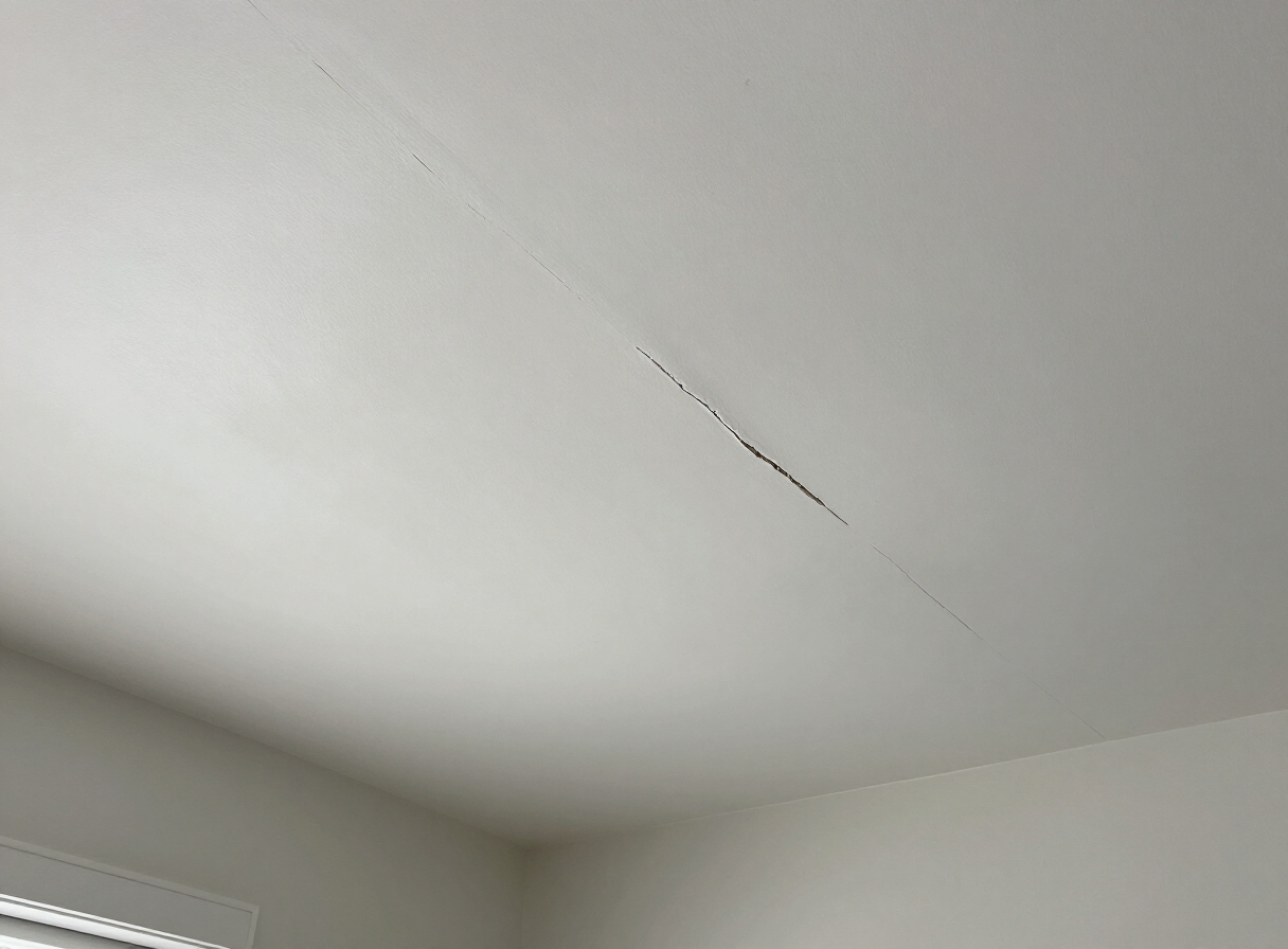 Repaired ceiling crack in a Ridgefield Park NJ home after priming and repainting