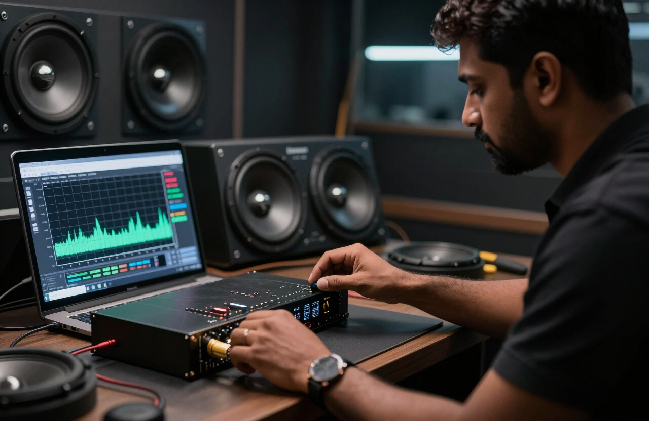 Technician tuning a DSP