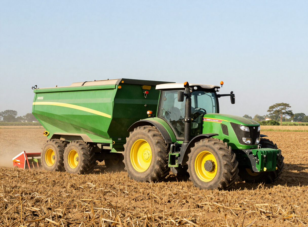 Tracteur agricole lors de la récolte — conformité réglementaire agro-industrie avec RegAlertCI