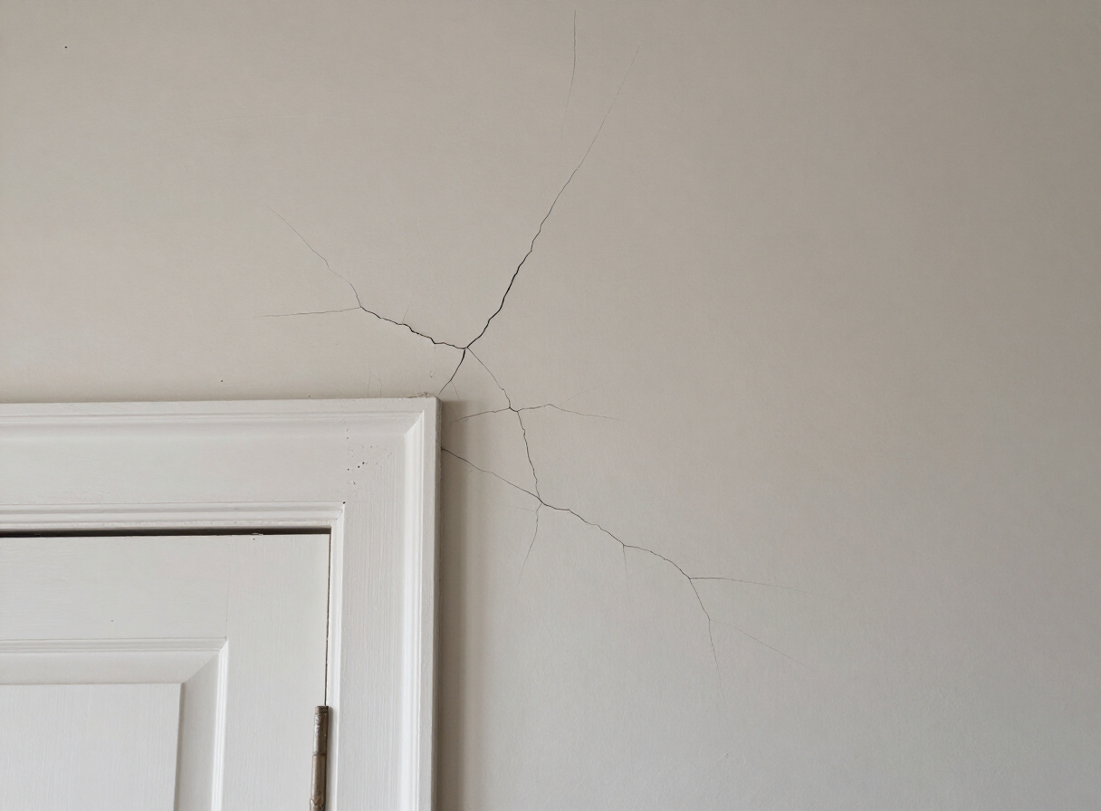 Plaster settling cracks in an older Hasbrouck Heights home before repair