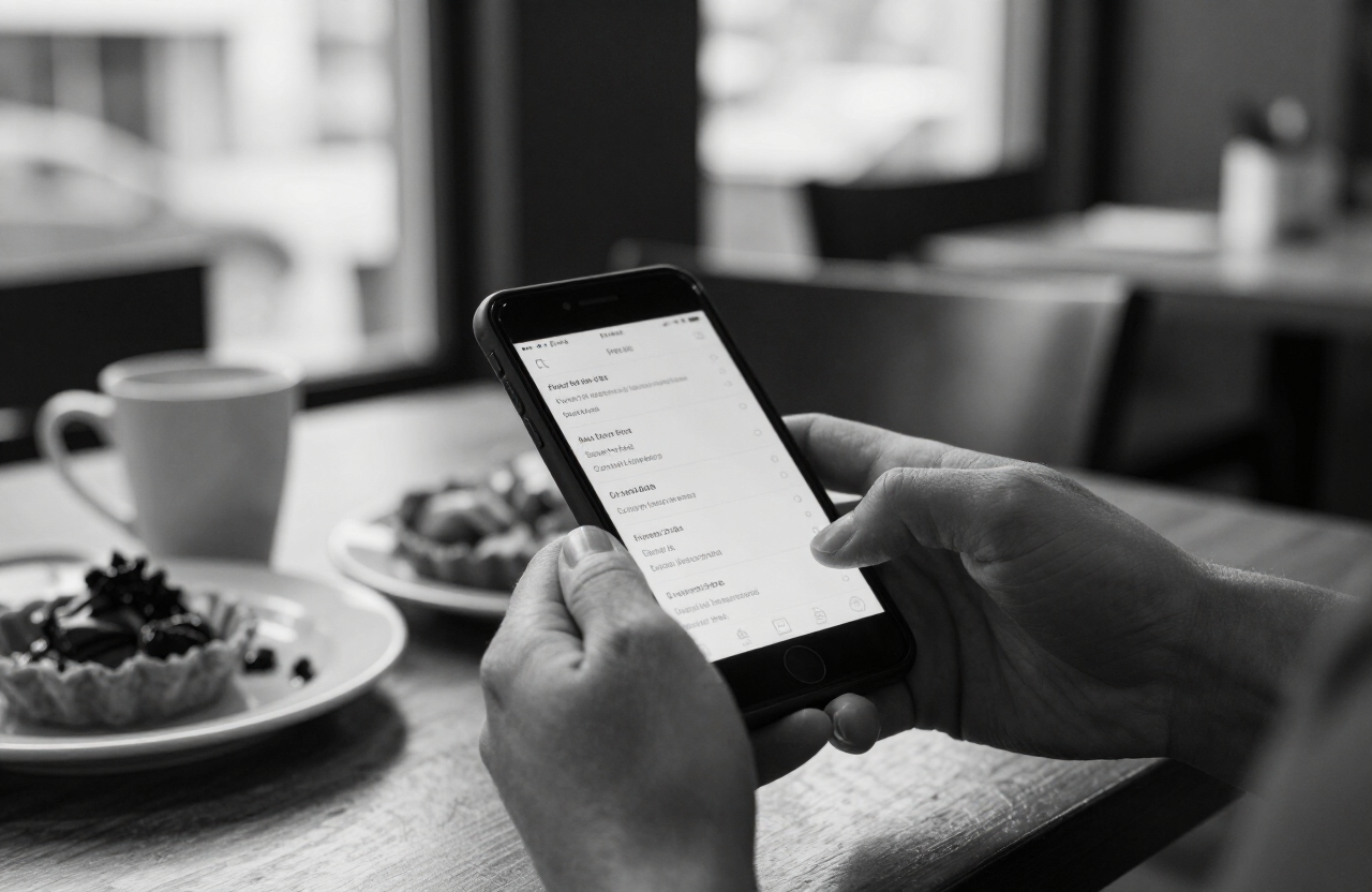 Cliente revisando un menú digital desde su teléfono