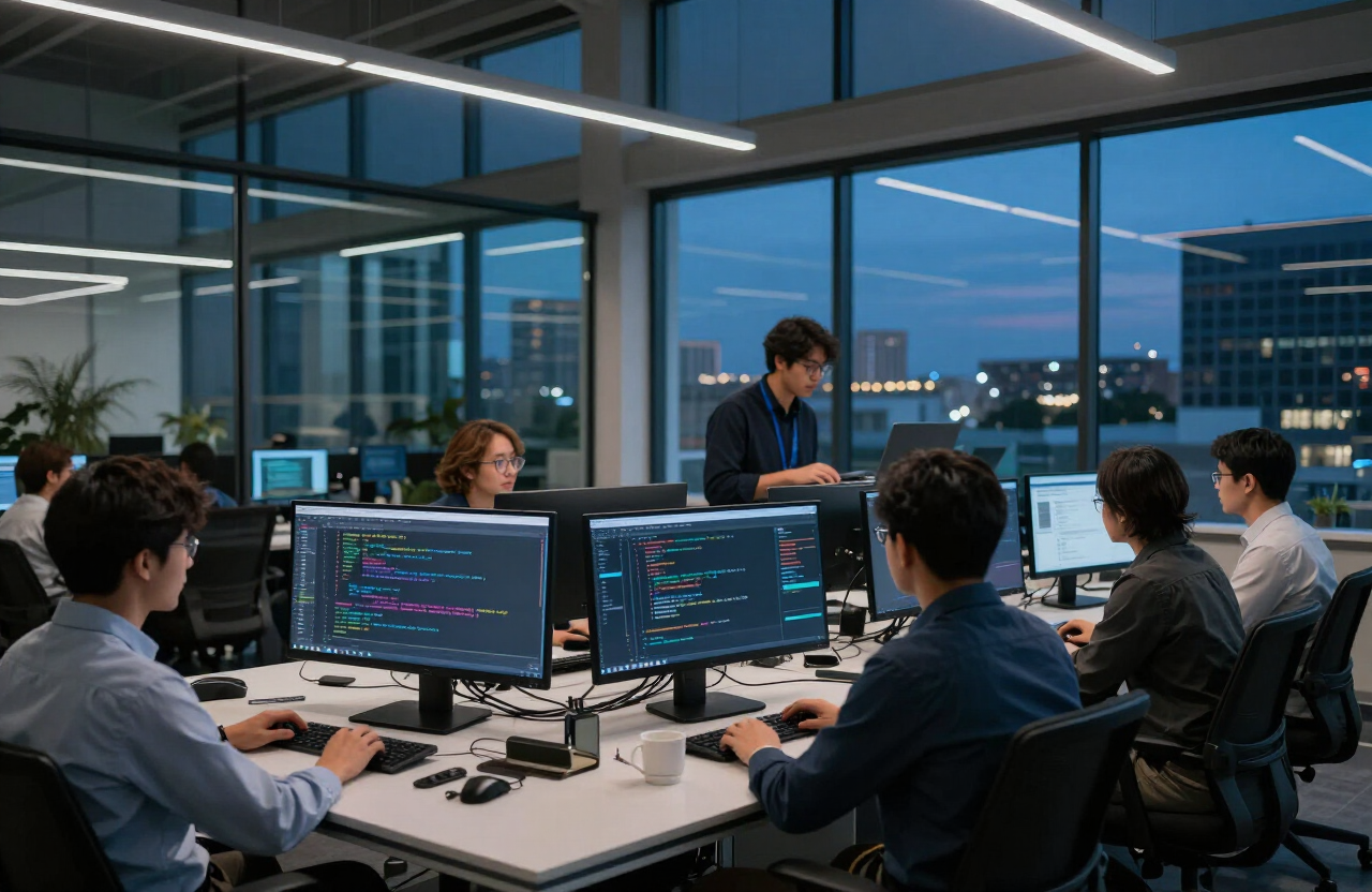 The KabirTech Solutions engineering team at work