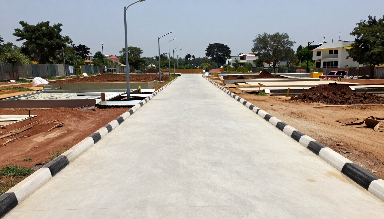 Open residential plots marked out in a developing area of Hyderabad