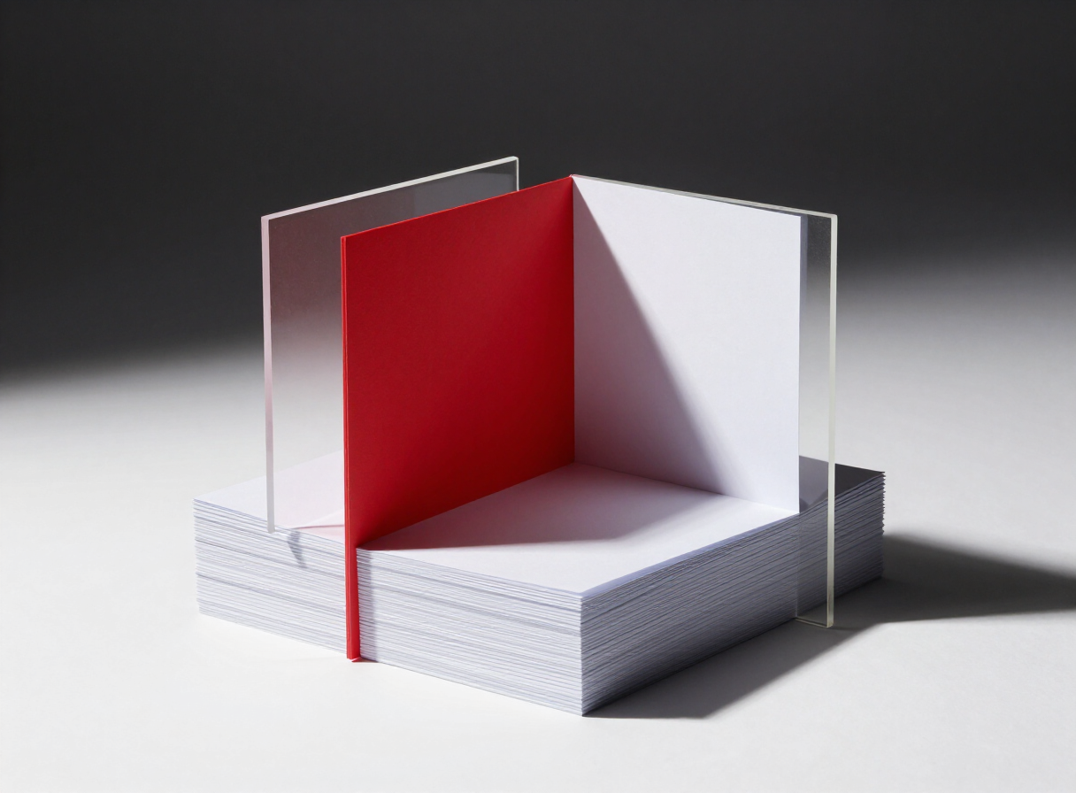 Sculptural white paper and red form representing a bold new approach to search