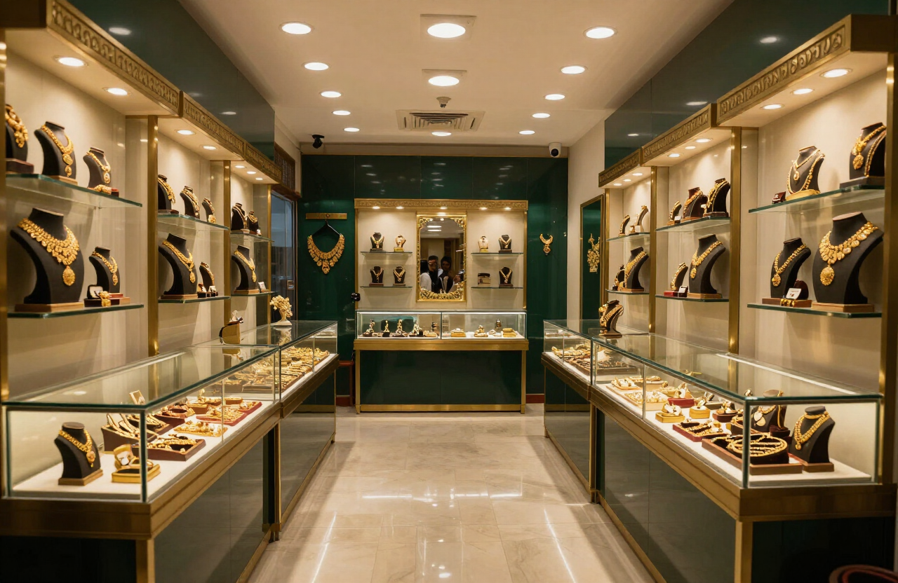 Inside the Pramukh Jewellers showroom at Fortune Business Hub, Sola