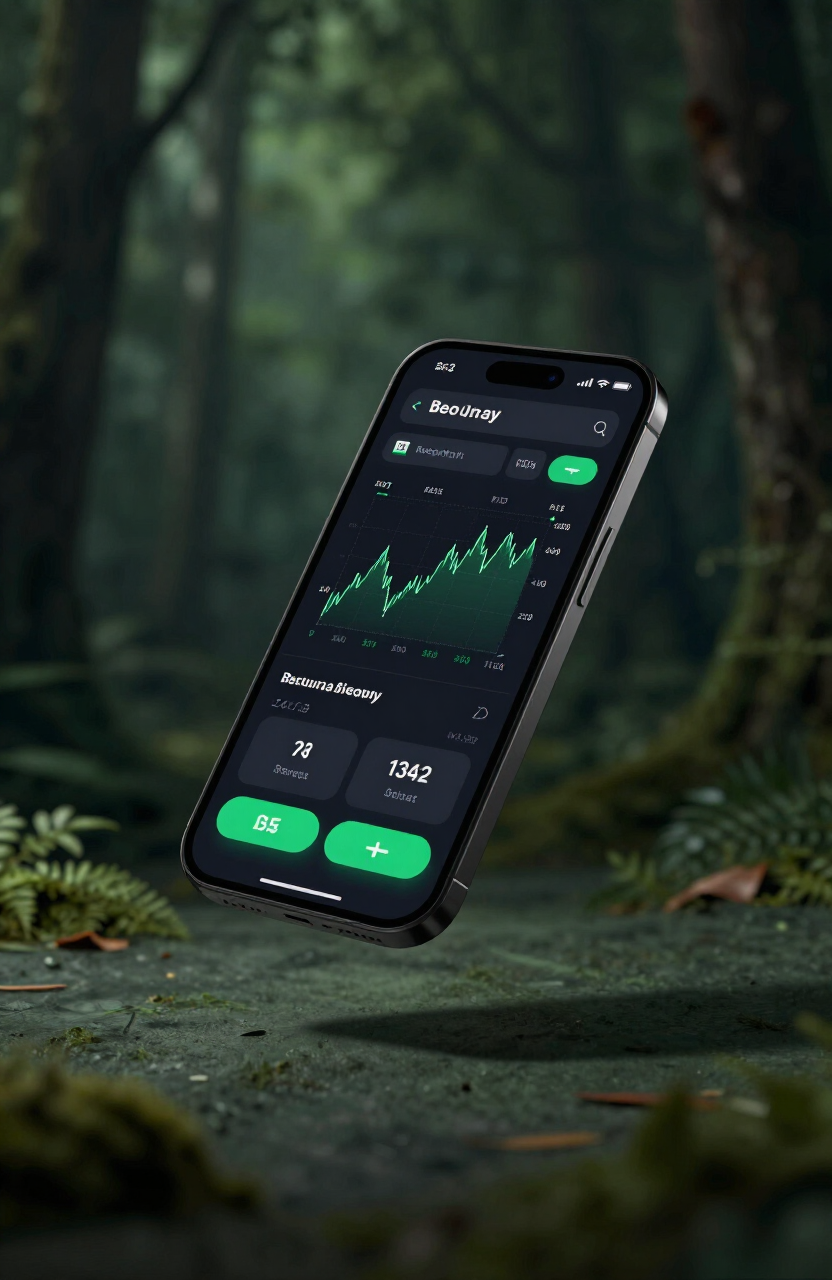 Meridian Mobile app with a live chart and buy and sell controls