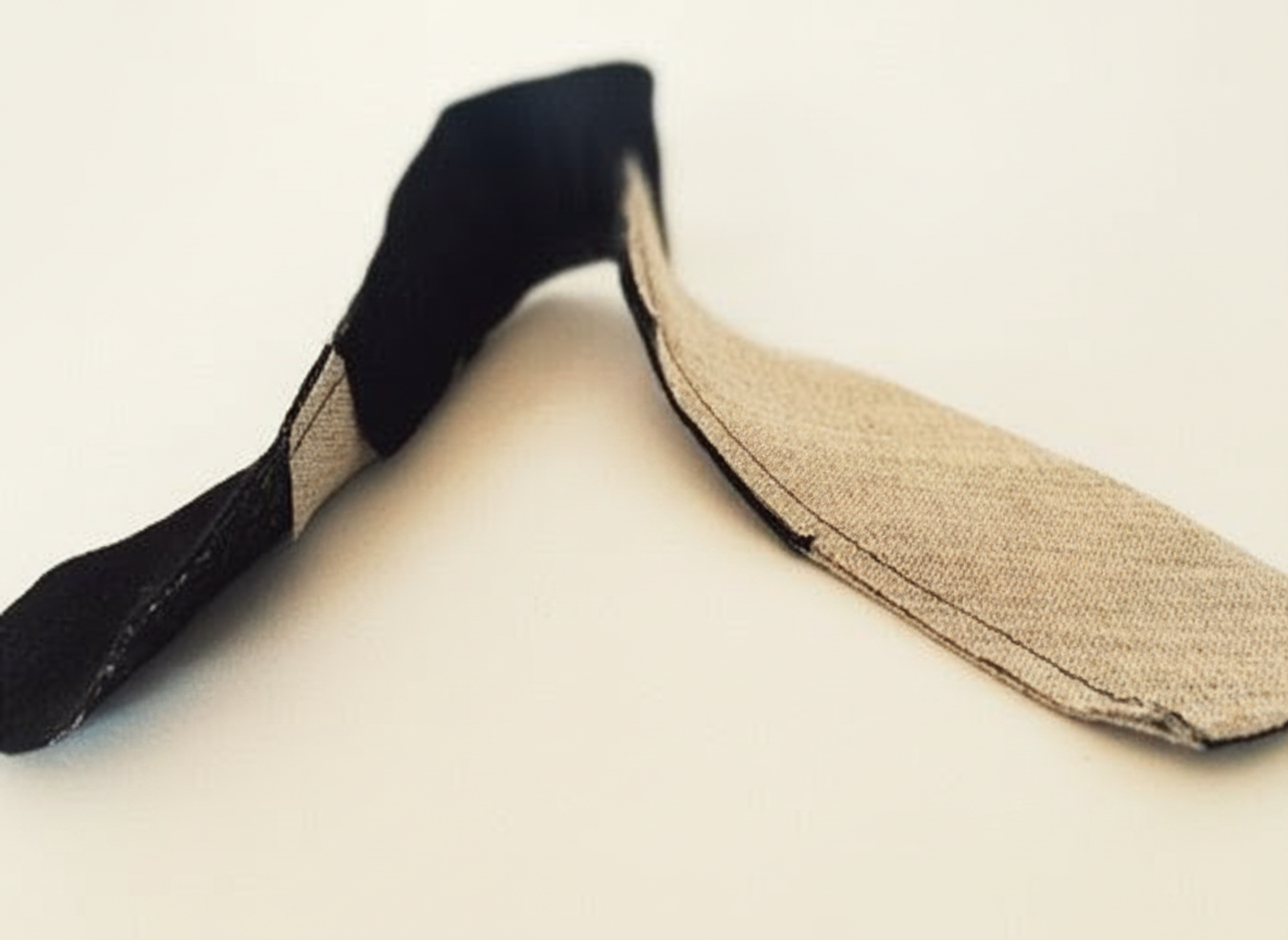Flat pressed pre-shrunk made-up hair interlining pieces on a workbench