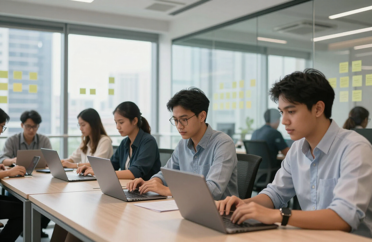 A startup team at work in a Manila co-working space. Fintech and logistics drew the largest funding rounds this year.