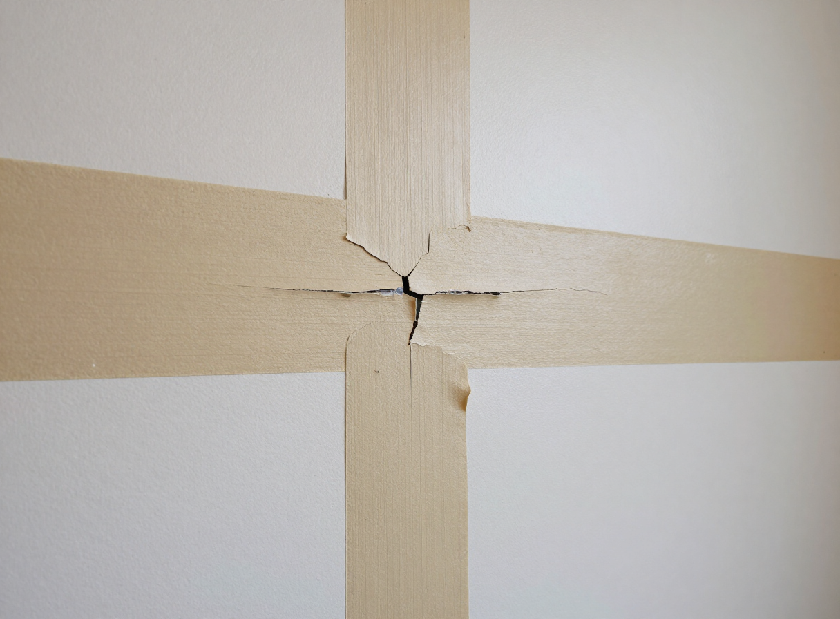 Failed drywall tape — before