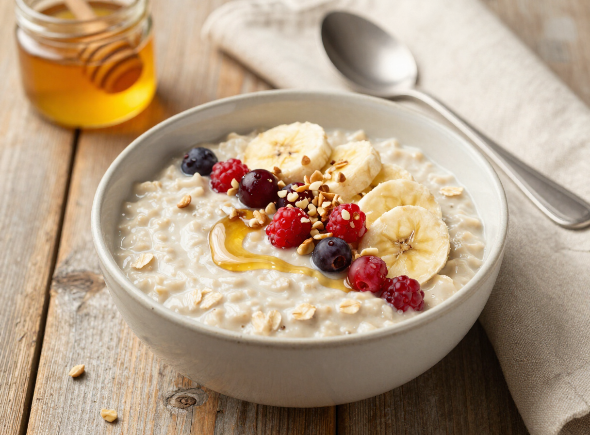 Avena Cremosa con Miel y Frutas
