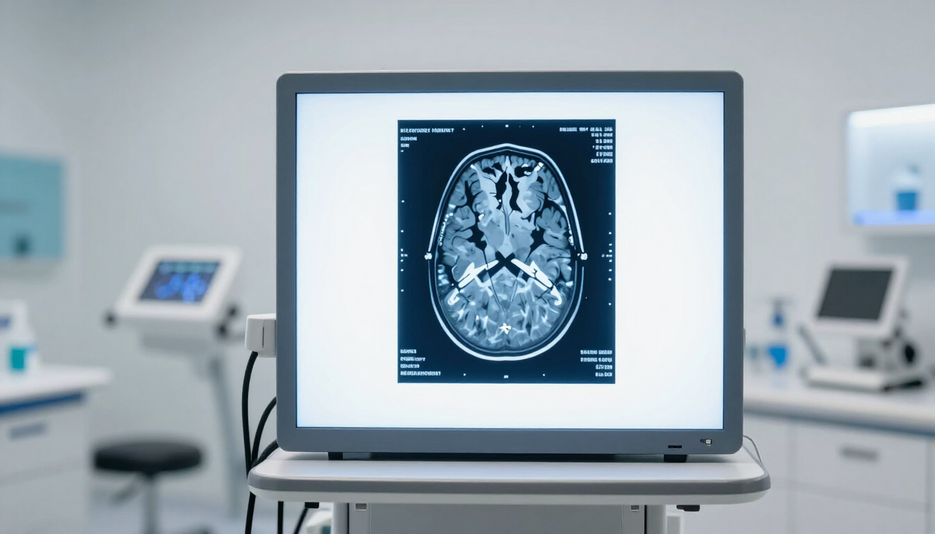 Brain scan imaging displayed in a neurology clinic