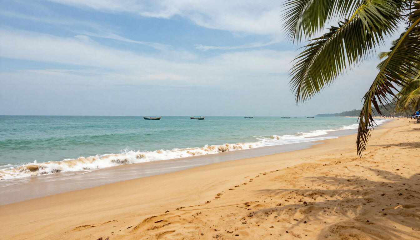 Golden sands and gentle waves at Chirala Beach, Andhra Pradesh