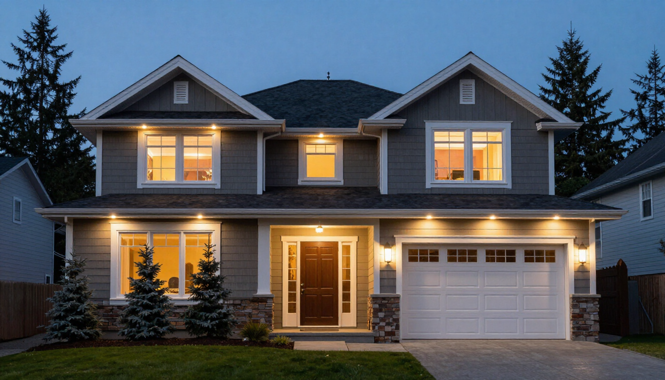 Upscale Christmas light scheme in Surrey with high-end LED seasonal lighting and personalized festive design.