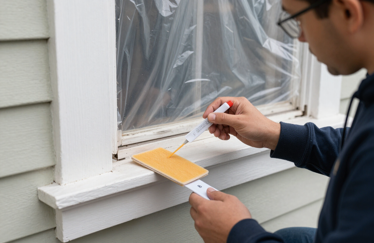 EPA lead paint testing on wood trim in a historic Leonia home