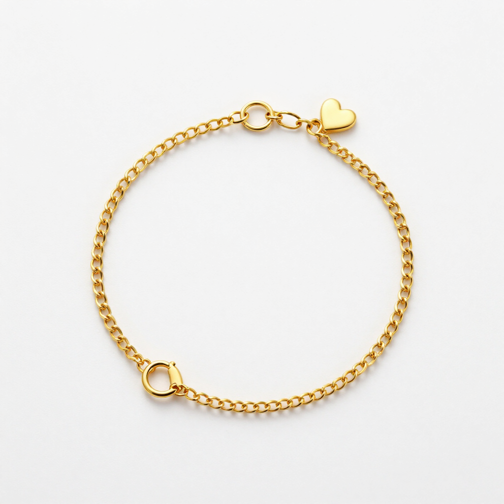 Gold heart bracelet — background removed