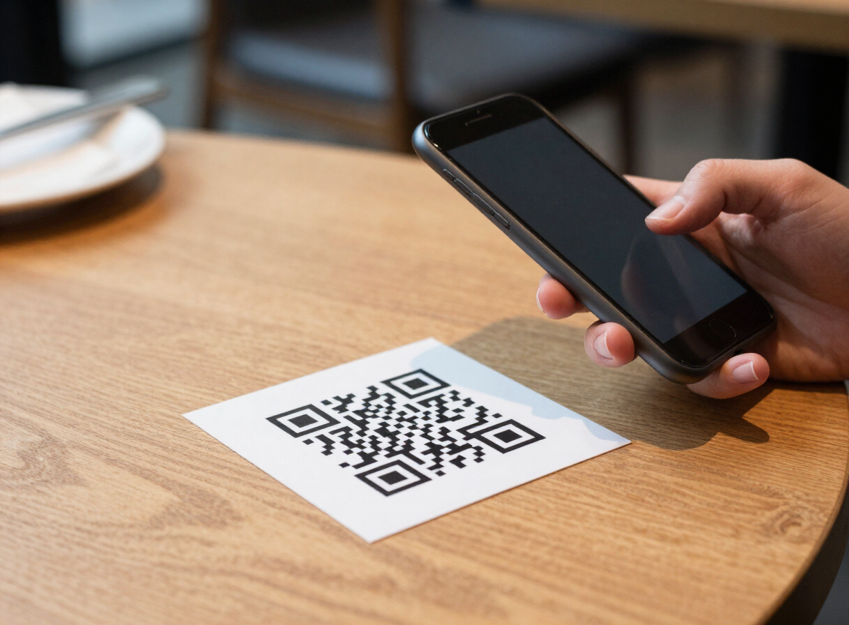 Gast scant een QR-code aan tafel