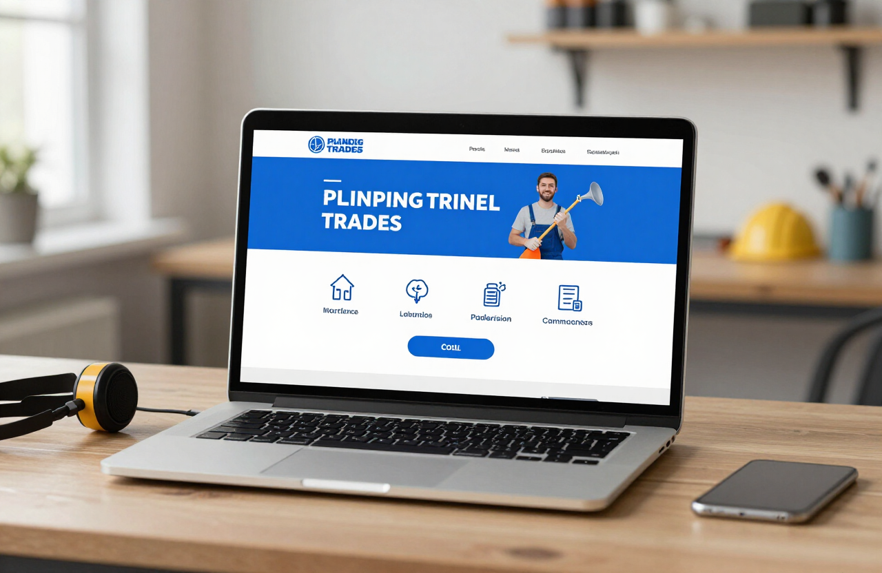 Hunter Plumbing Co. website on a laptop