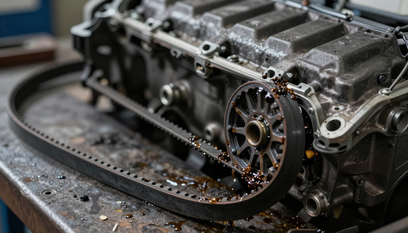 Ford Transit engine being rebuilt in workshop