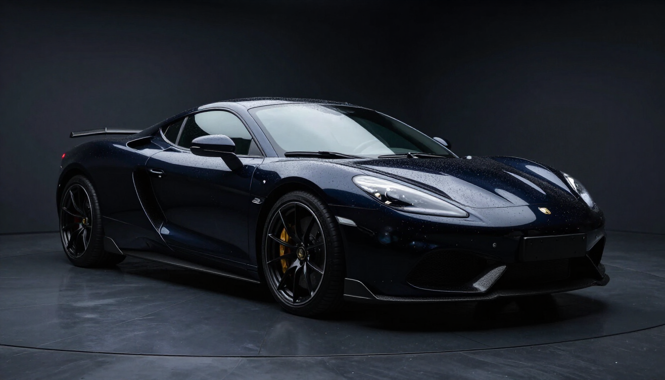 Luxury car with glossy paint finish