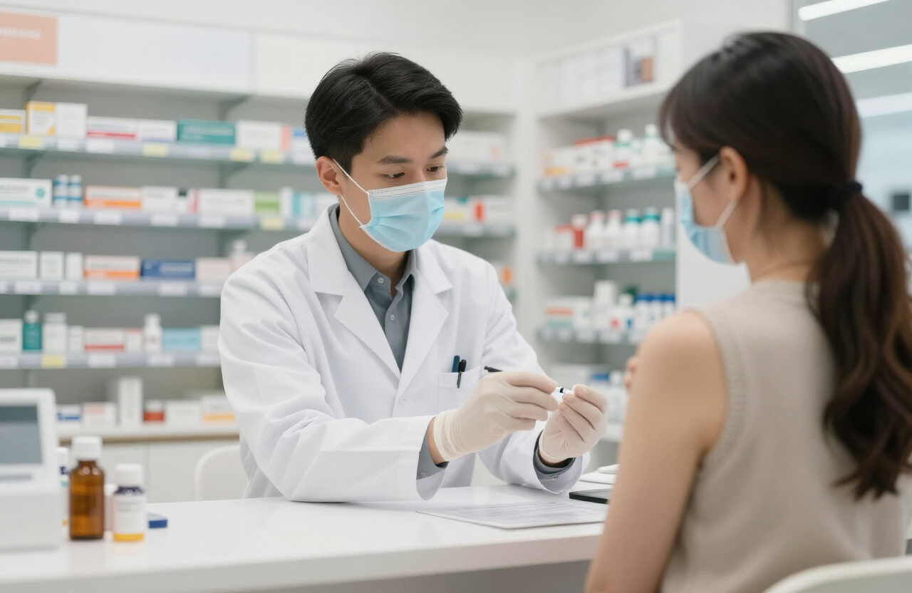 Pharmacist preparing a vaccination for a patient