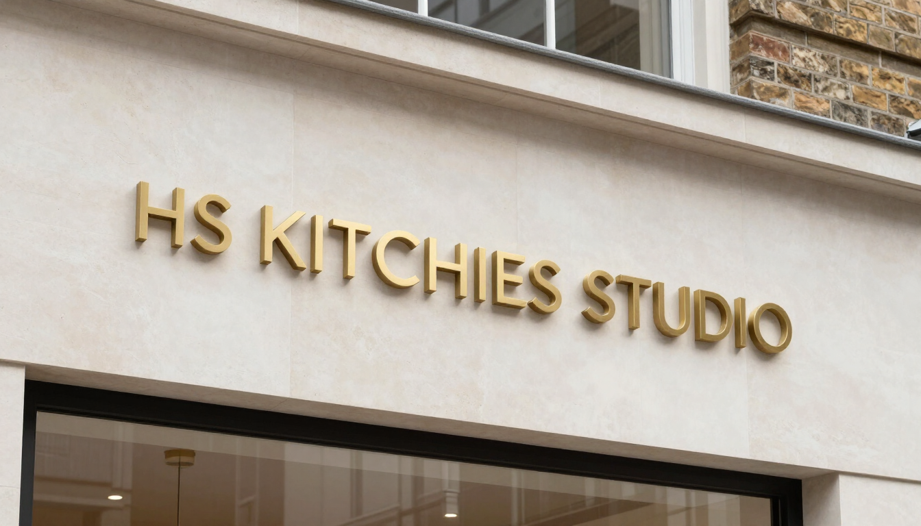HS Kitchens Studio signage mockup