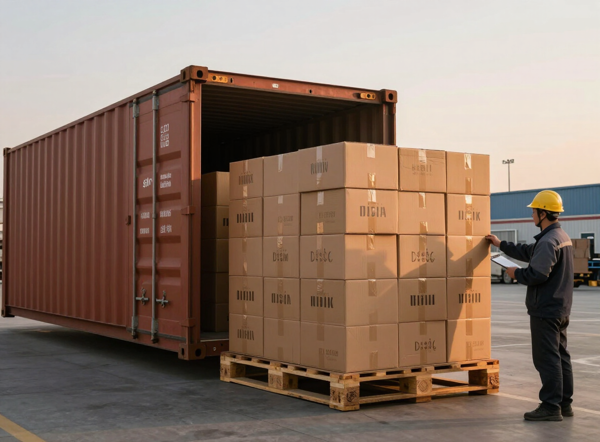ขนส่งสินค้าเครื่องสำอาง OEM จากโรงงานในจีน พนักงานโหลดกล่องลงตู้คอนเทนเนอร์