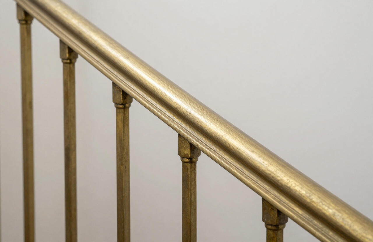 Stairwell handrail detail with masking protection and crisp finish in West New York