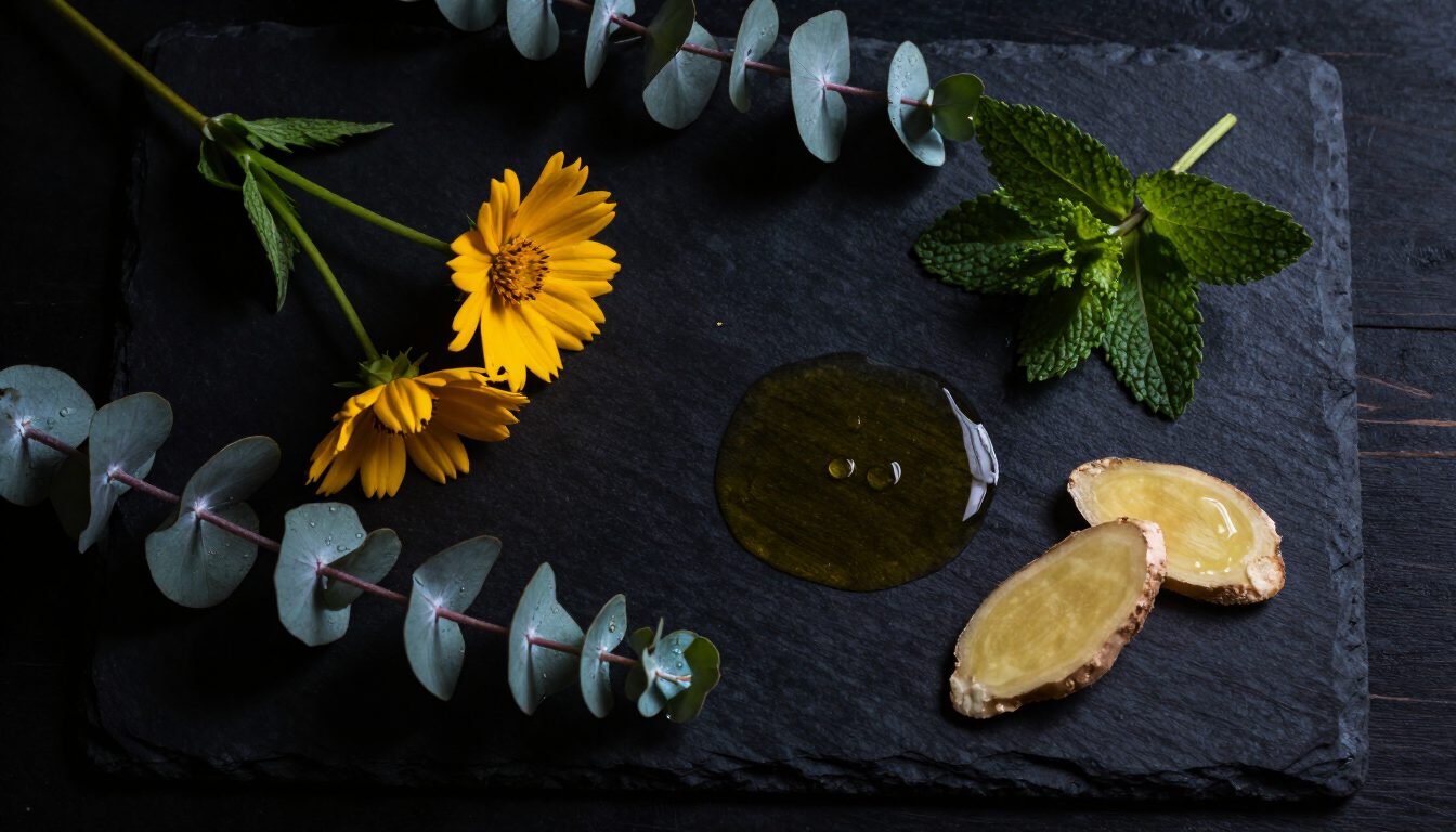Arnica flowers, eucalyptus, peppermint and ginger — the botanicals inside Pa1nchanger