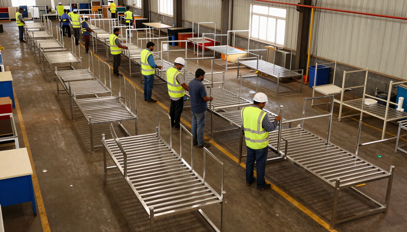 Aadeshwar Industries factory floor — steel manufacturing