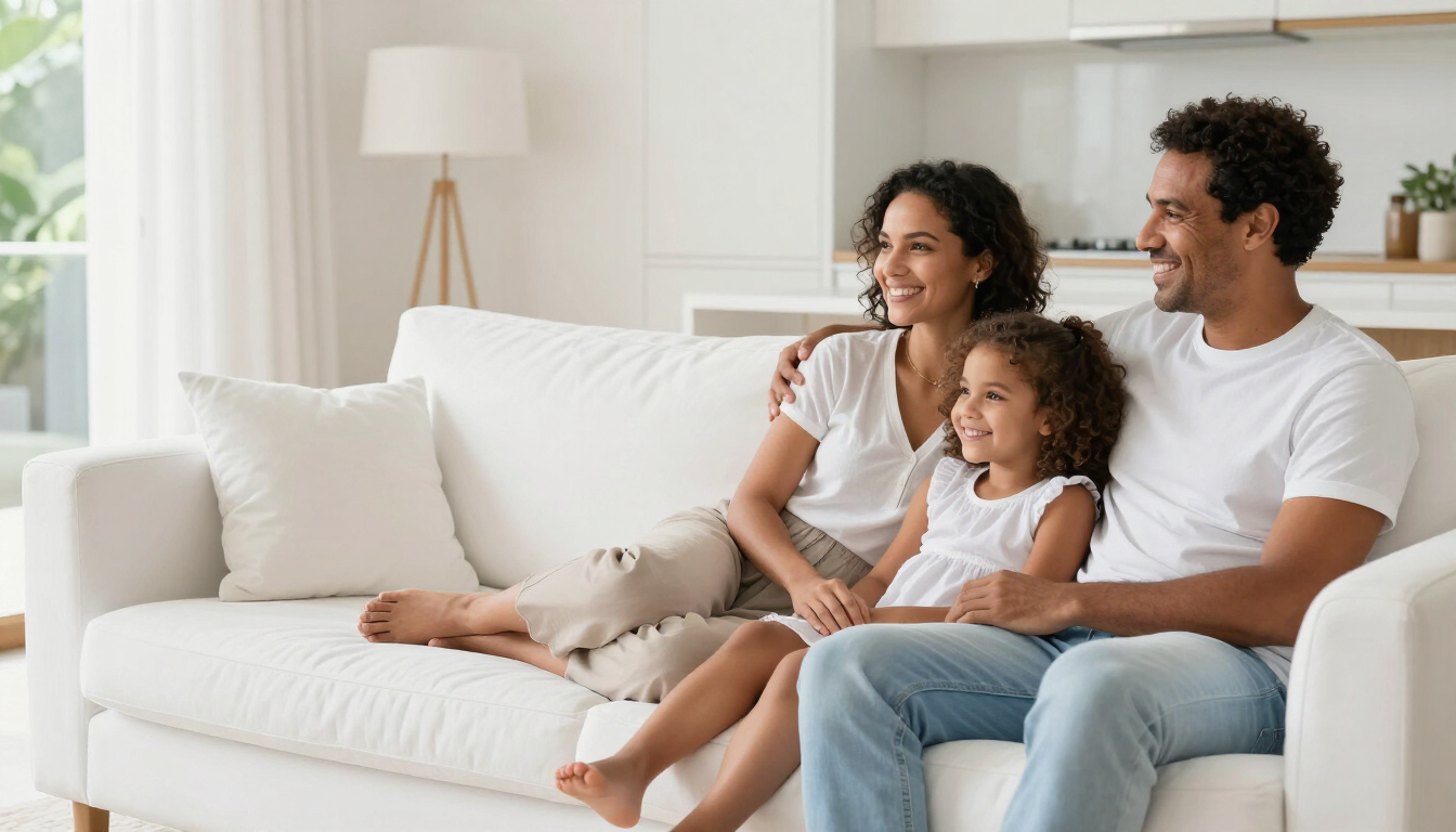 Família aproveitando um momento de tranquilidade em casa
