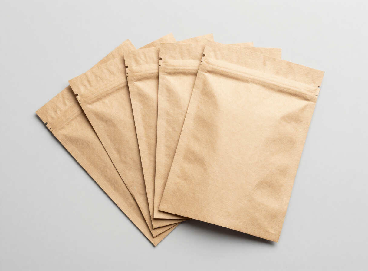 Plain kraft paper sachet pouches, compostable flexible packaging