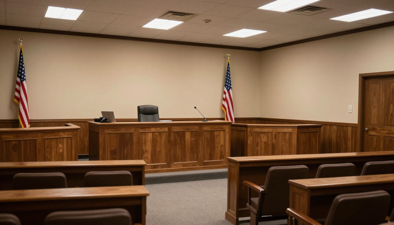 Courtroom interior representing where personal injury trials take place